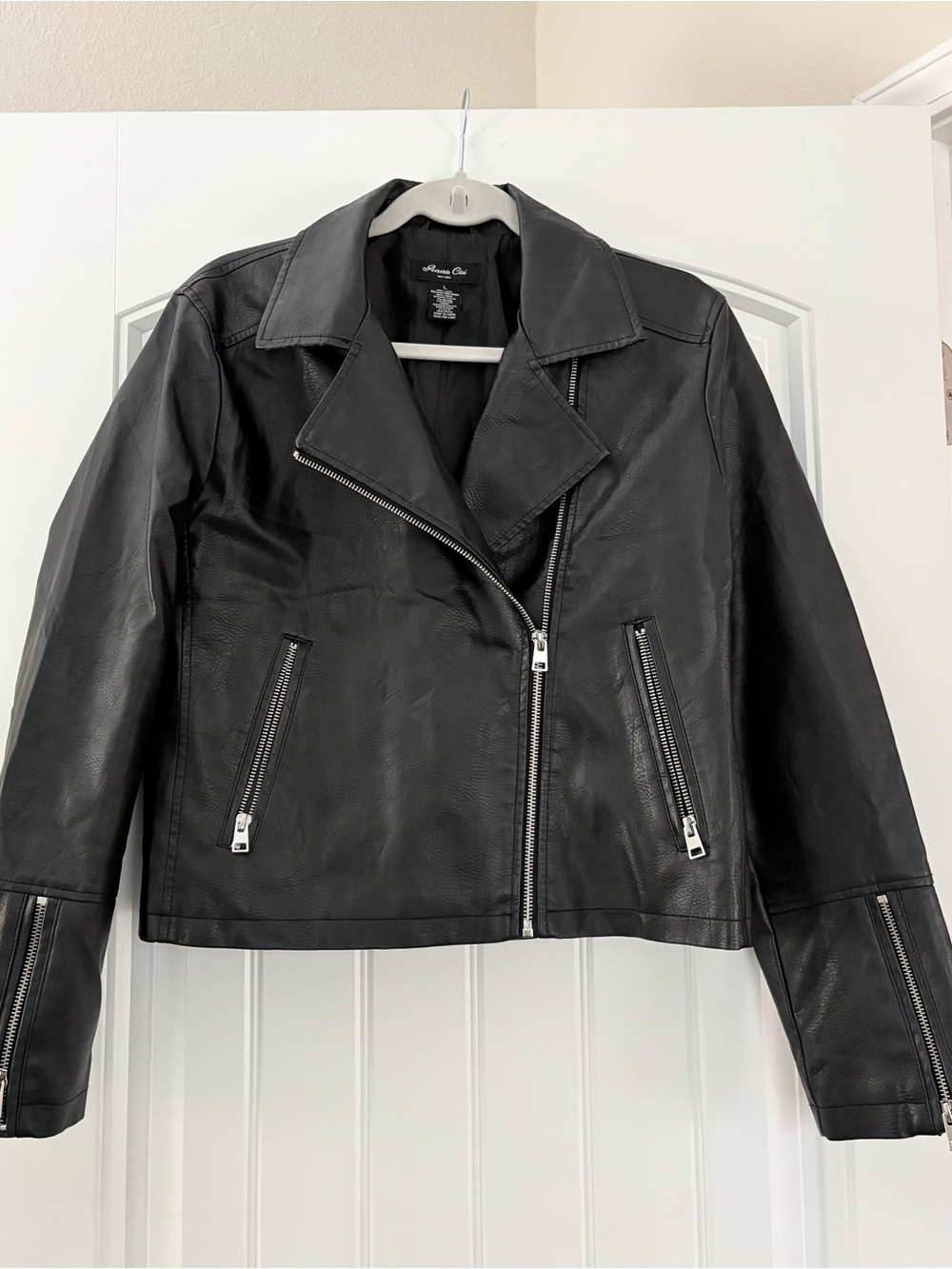 Anna Cai - Faux Leather Moto Jacket